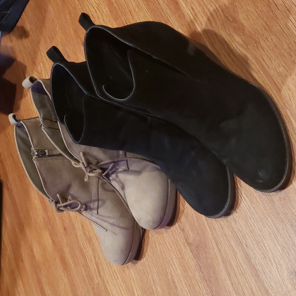 2 pairs suede wedge booties size 9.5